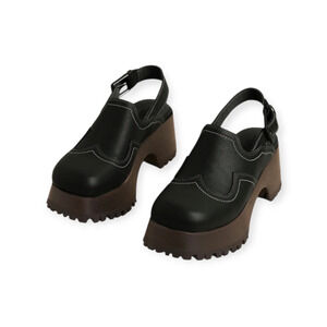 Charlotte Stone Black Loni Slingback Platform Clog Shoes Size 7